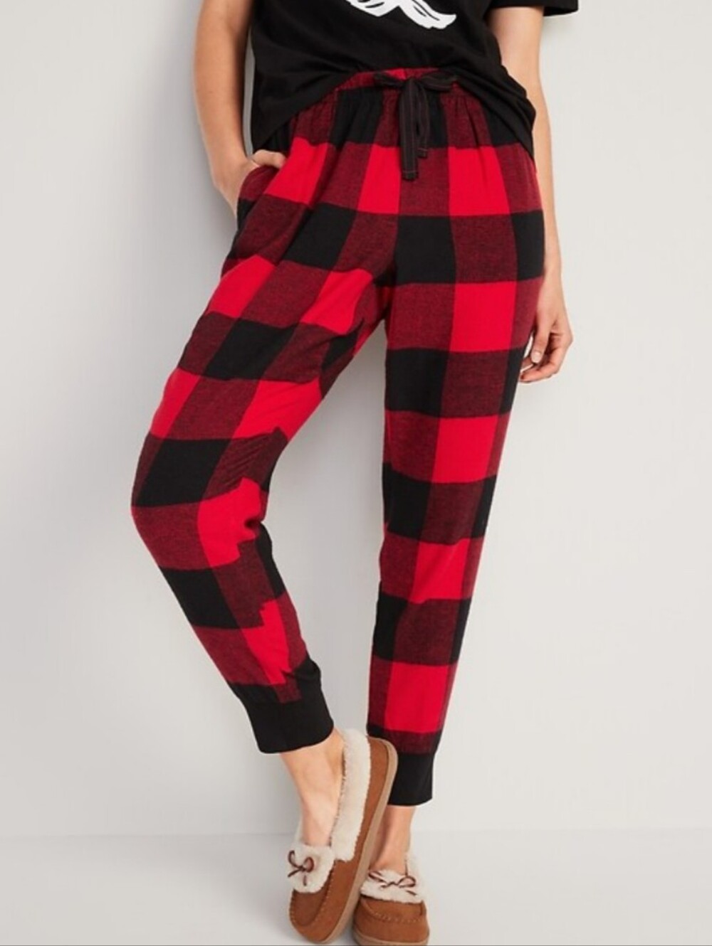 Old Navy pajama joggers pants red buffalo plaid size XS tall